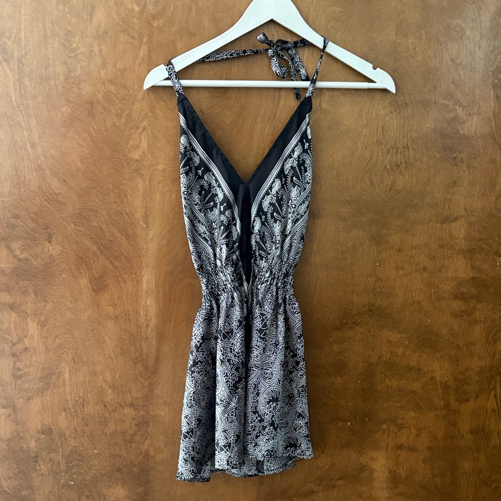 Elegant Black and White Patterned Romper